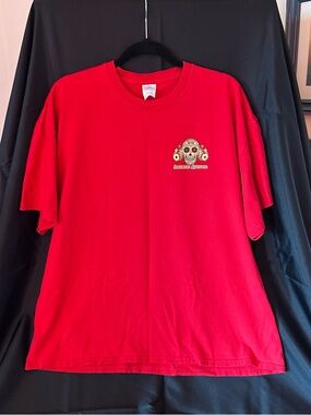 Port and Company Red Short-Sleeve Crewneck Tee with Sugar Skull Chest Graphic